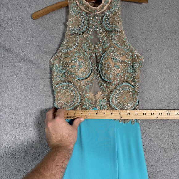 Sherri Hill Women’s‎ Size 2 Dress Illusion Bodice Nude Mesh Tulle Beaded Gown - Picture 7 of 16